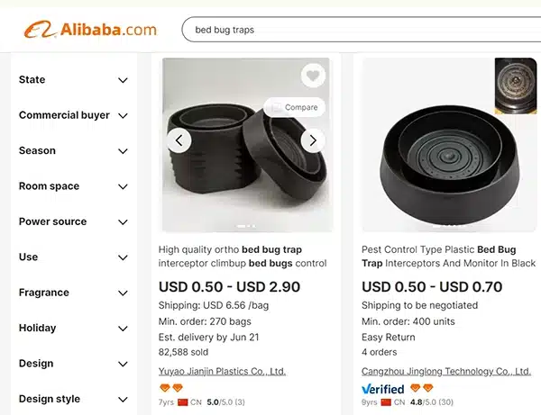 Alibaba bed bug traps
